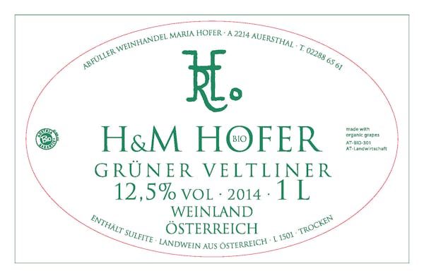 Hofer Gruner Veltliner 2017 1.0L