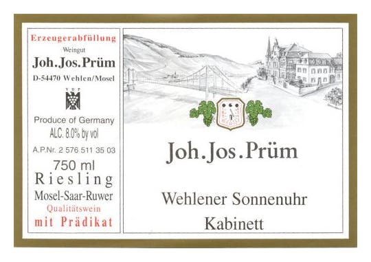 JJ Prum Wehlener Sonnenuhr Riesling Kabinett 2017