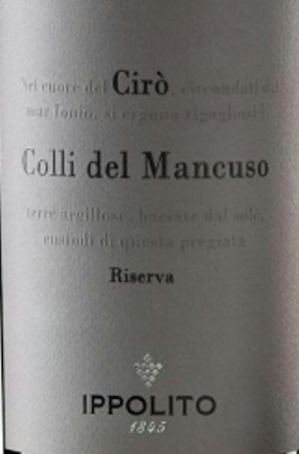 Ippolito 1845 Colli del Mancuso Ciro Rosso 2015 Italian Red