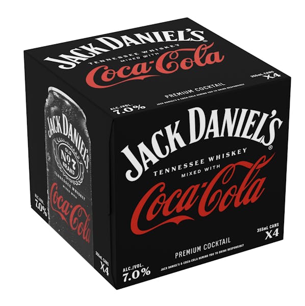 Jack Daniels Whiskey & Coca-Cola 4-355ml Cans