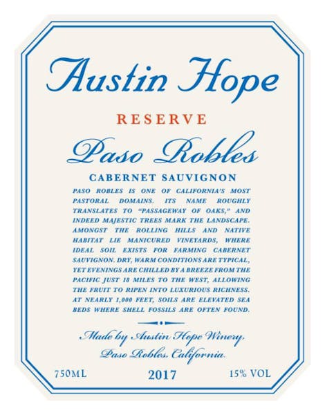 Austin Hope 'Reserve' Cabernet Sauvignon 2018