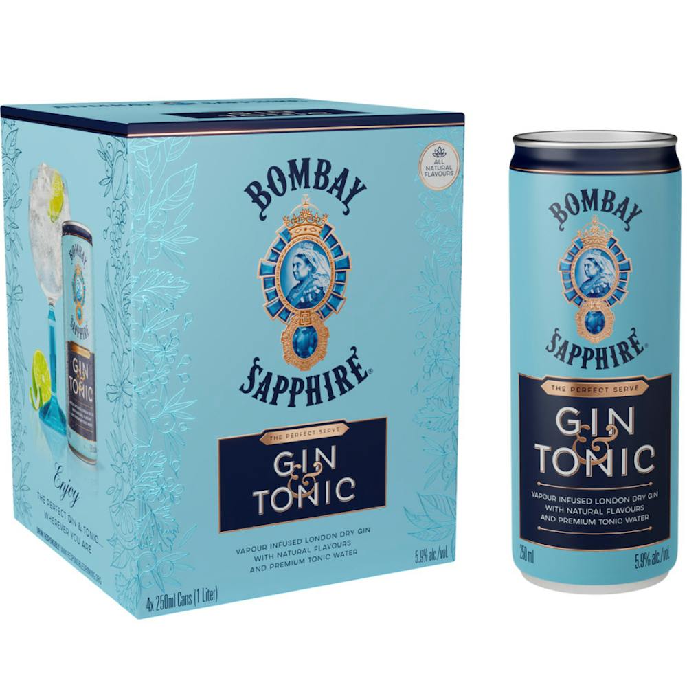 Bombay Sapphire Gin & Tonic RTD Cans 4250ml Ready to Go Cocktails