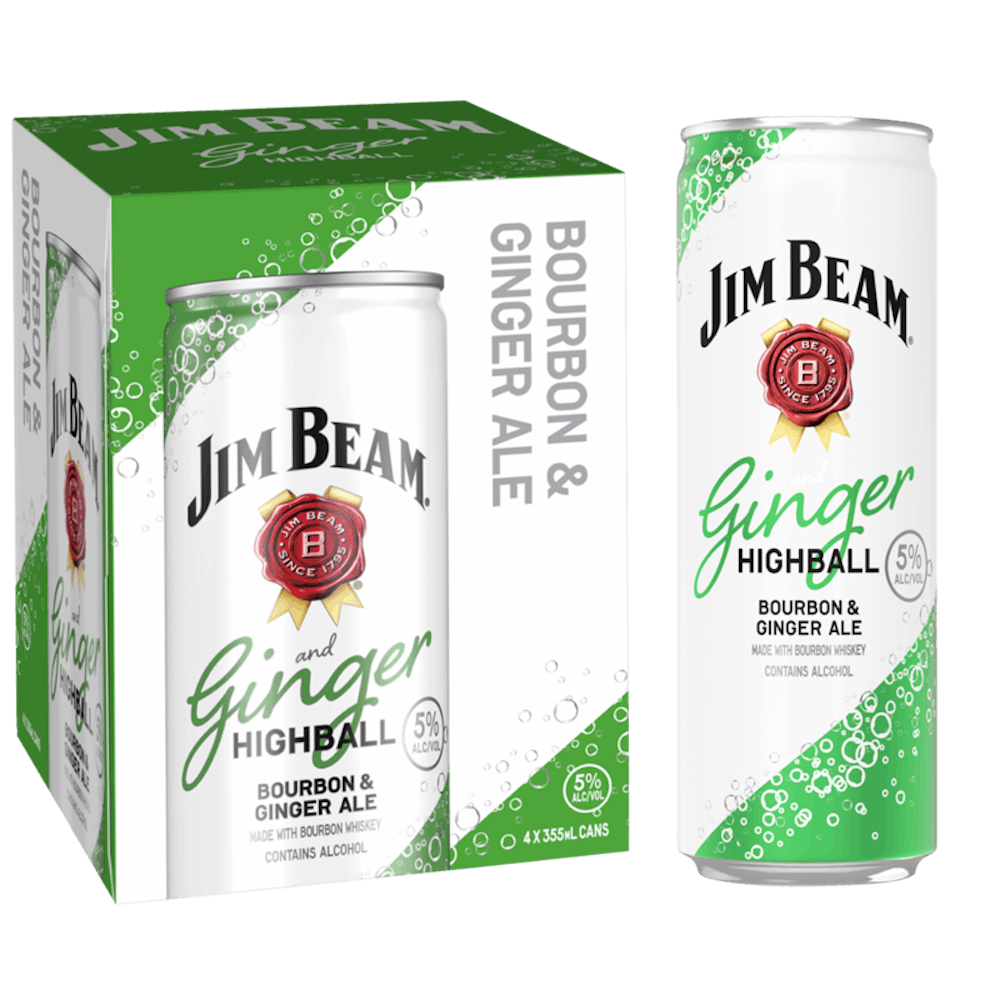 Jim Beam Bourbon and Ginger Ale 4-355ml Cans :: Ready to Go