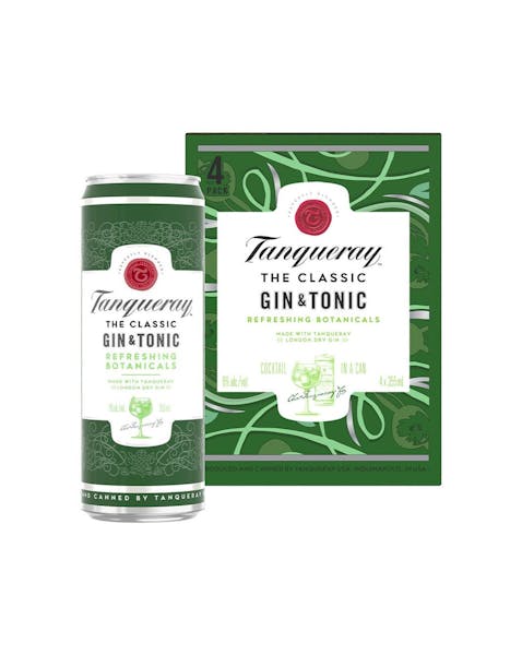 Tanqueray 'Gin & Tonic' Cocktail 4-250ml Cans