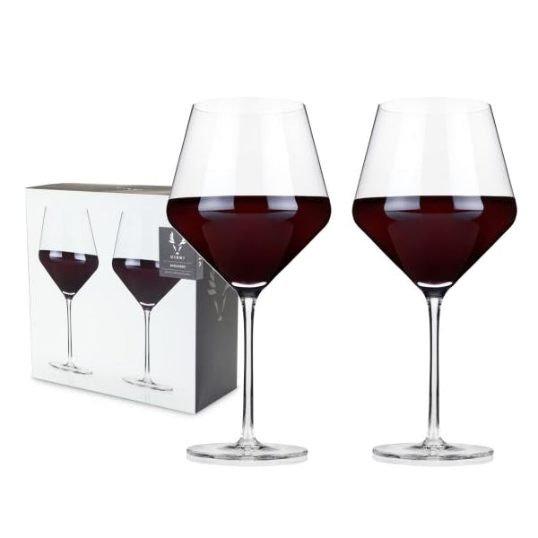 Angled Crystal Burgundy Glasses by Viski