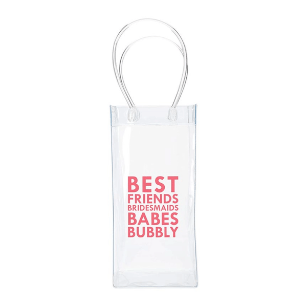 Best Friends Bridesmaids Babes Bubbly Clear Wine Bag