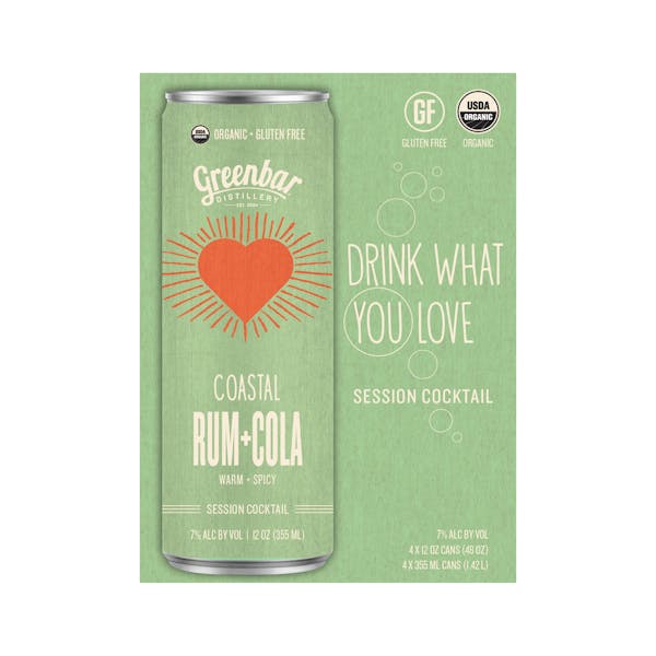 Greenbar 'Coastal' Rum & Cola 4-355ml Cans