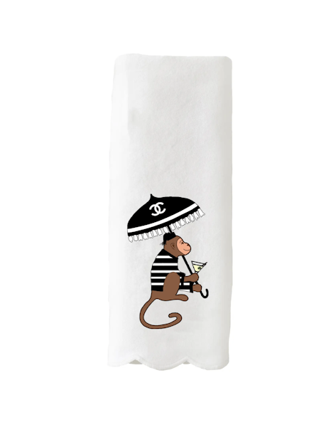 French Martini Monkey- Guest Towel