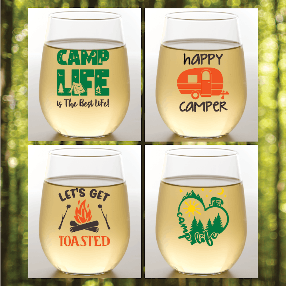 Camping 16oz Stemless Shatterproof Wine Glass Plastic