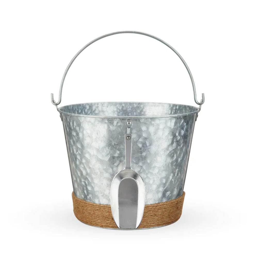 Twine Jute Rope Galvanized Ice Bucket w/ Scoop Homegoods