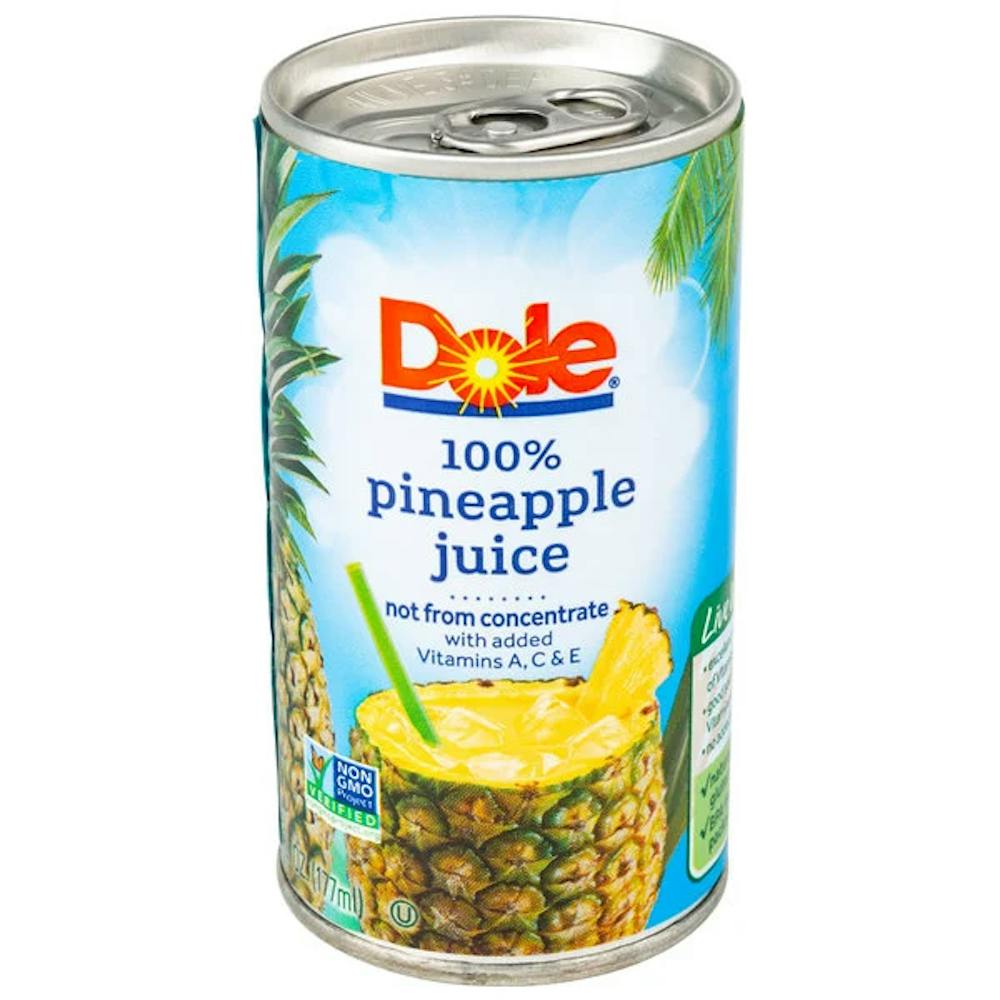 Dole 100 Pineapple Juice 6oz Can Juices