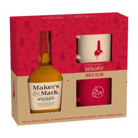 Makers Mark Bourbon Gift Set 90prf with Logo Mugs
