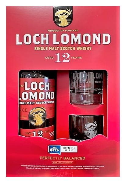 Loch Lomond w/2 Glass Gift Set 12yr Single Malt Scotch 750ml
