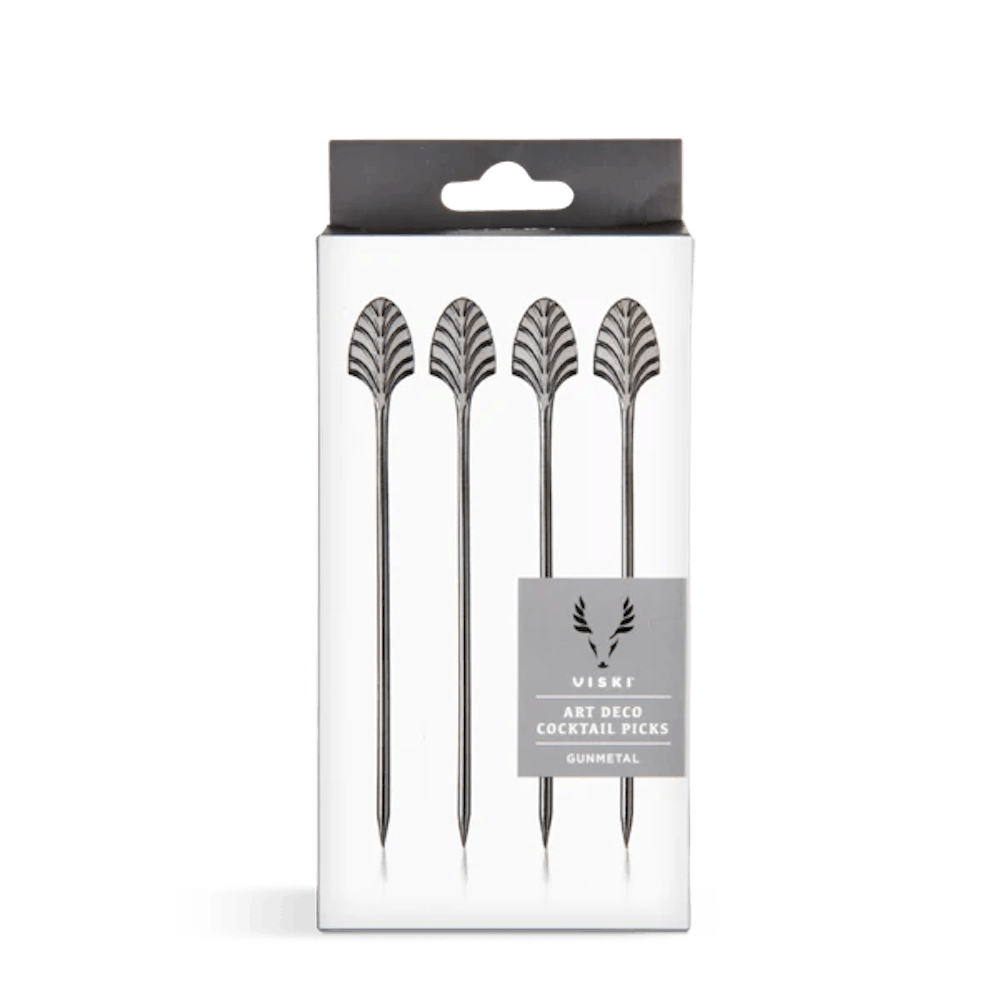Viski Art Deco Gunmetal Cocktail Picks (Set of 4) Bar Tools