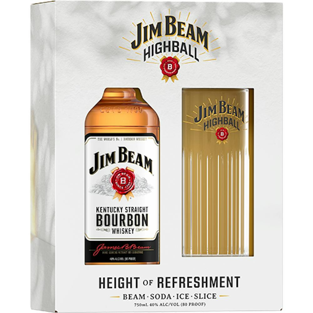 Jim Beam 750ml Gift Set With Highball Glass Bourbon
