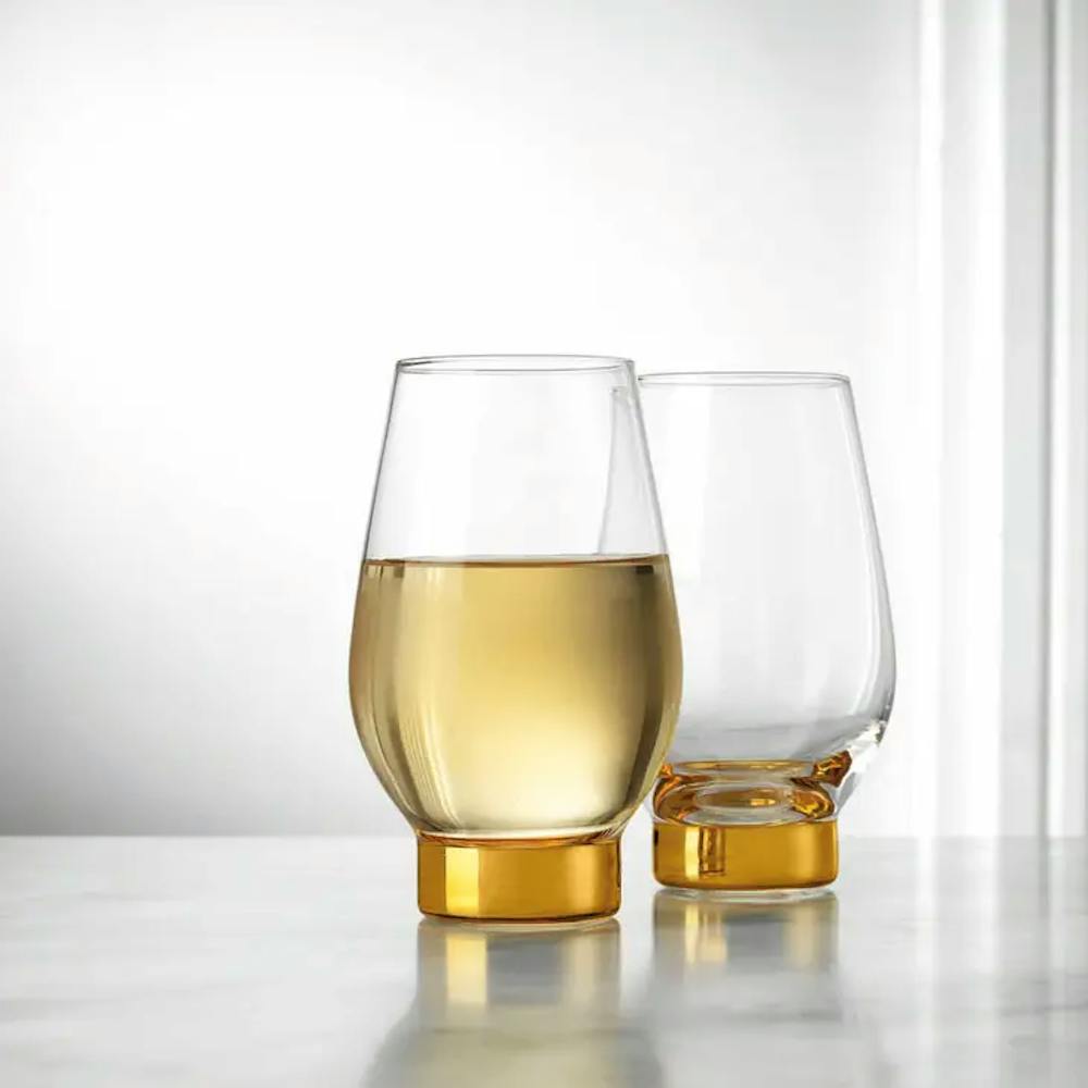 Column Gold Crystal White Wine Glasses (Set of 2) by Godinger Wine