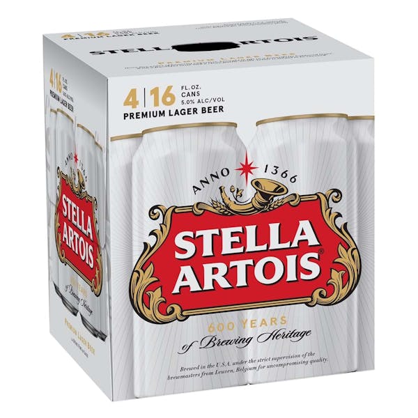 Stella Artois Lager 4pk-16oz Cans