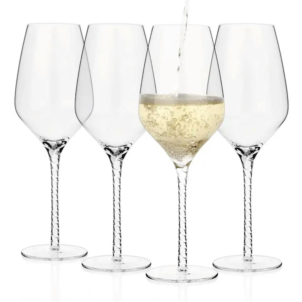 Luxbe Universal Crystal Glasses Spiral Stem (Set of 4) Wine Glasses