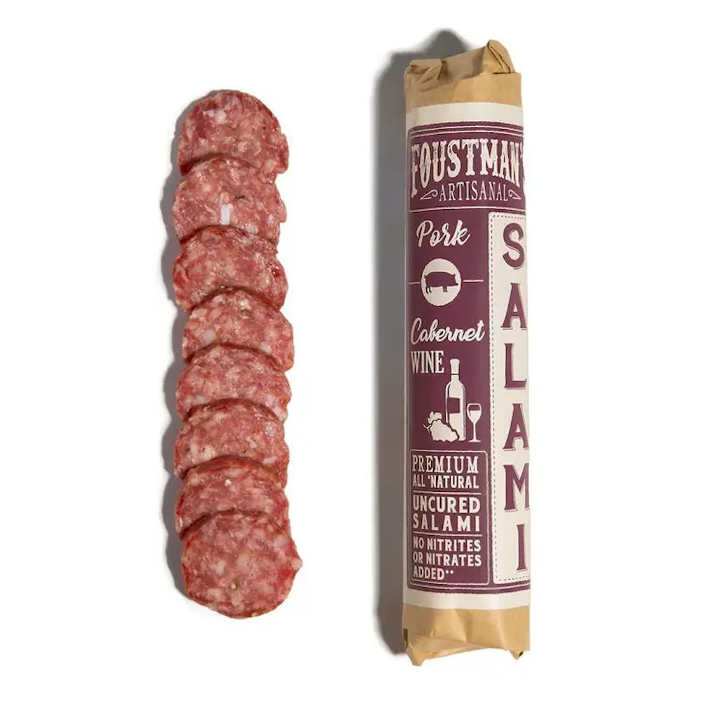 Foustman's Wine Uncured Pork Salami 8oz Meats
