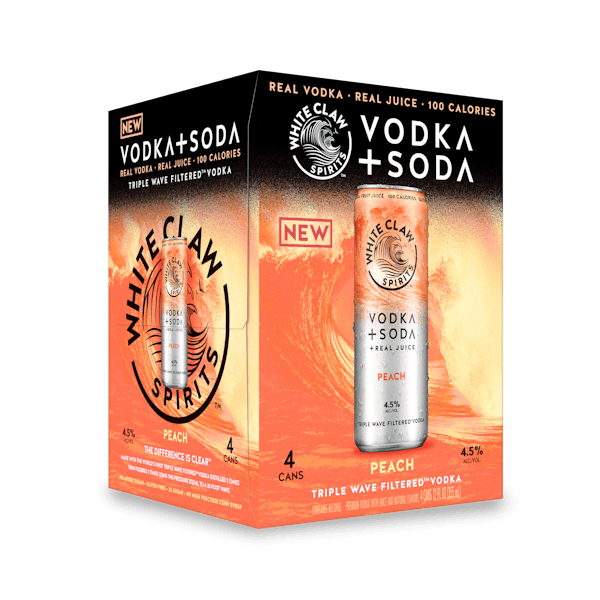 White Claw Vodka Soda Peach 4-12oz Cans