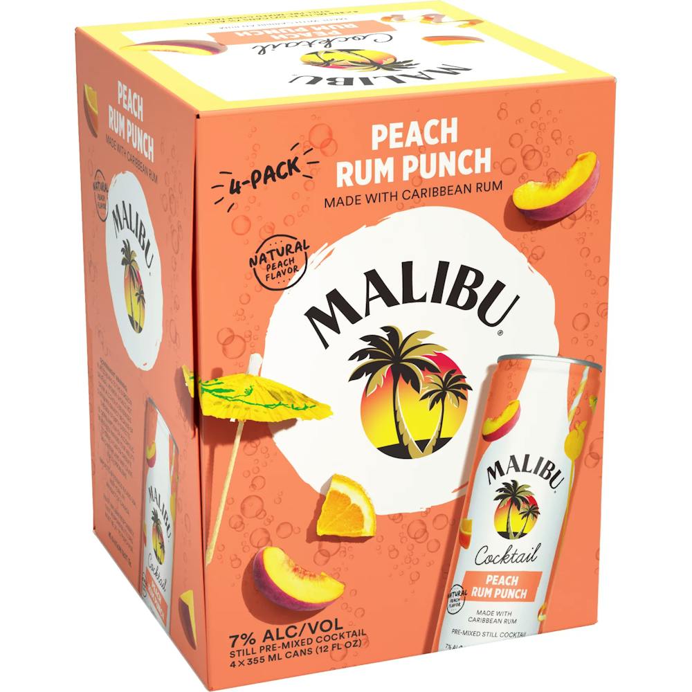 Malibu Cocktail Peach Rum Punch 4355ml Cans Ready to Go Cocktails