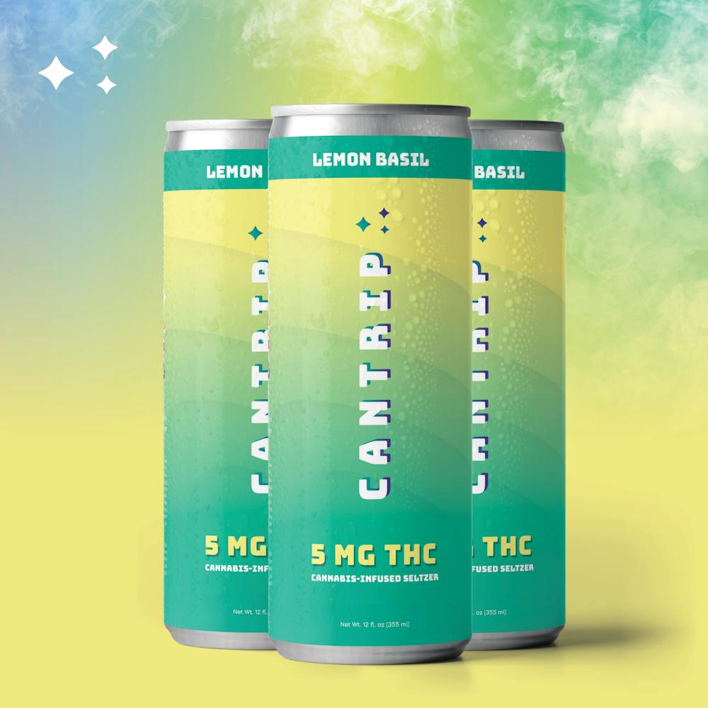 Cantrip 5mg THC Seltzer Lemon Basil 412oz Cans CBD Drinks