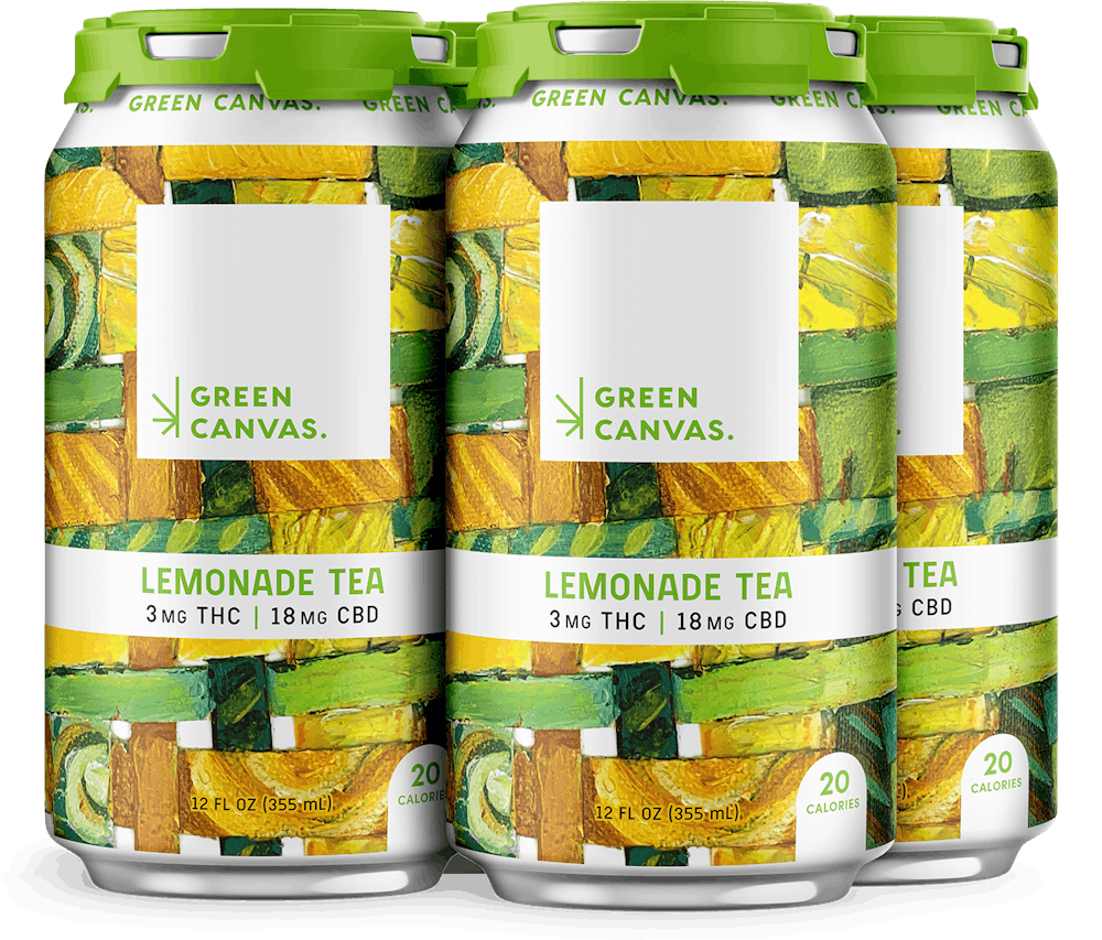 Green Canvas 3mg THC/18mg CBD Lemonade Tea 4pk12oz CBD Drinks