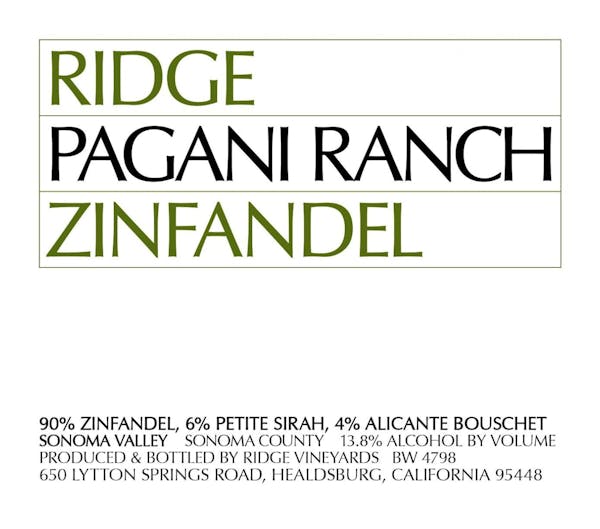 Ridge Vineyards Pagani Ranch Zinfandel, Sonoma Valley, USA 2020 – Mr.D