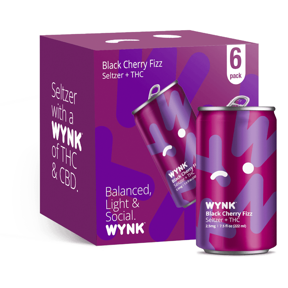 WYNK Black Cherry Fizz 11 THC & Seltzer 68oz Cans CBD Drinks