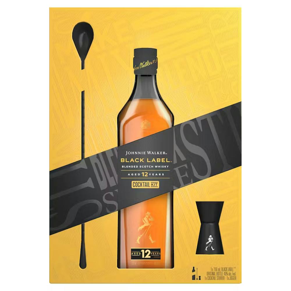 Johnnie Walker Black Gift Set With Spoon and Jigger :: Whiskey