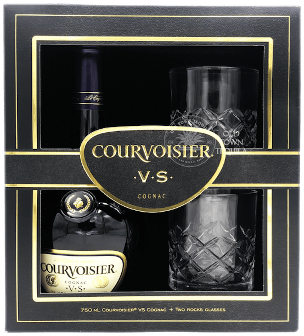 Courvoisier VS 750ml w/2 Rock Glasses Gift Set :: Cognac & Armagnac