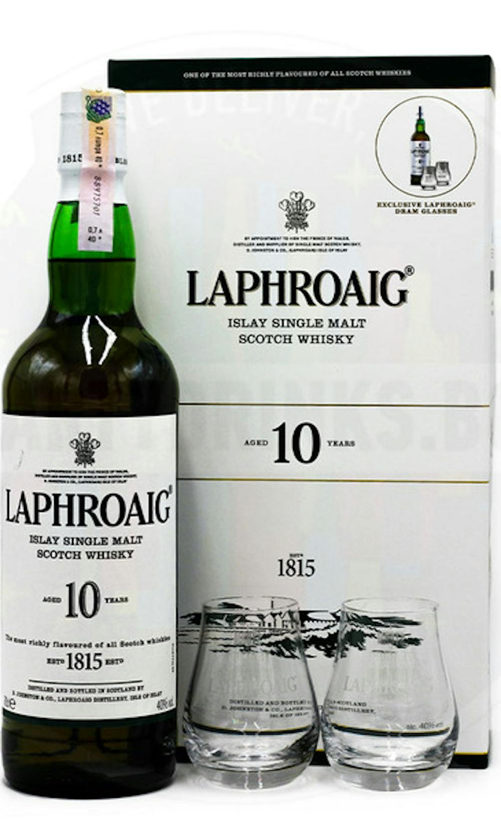 Laphroaig 10yr Single Malt w/2 glasses Gift Set 750ml :: Blended