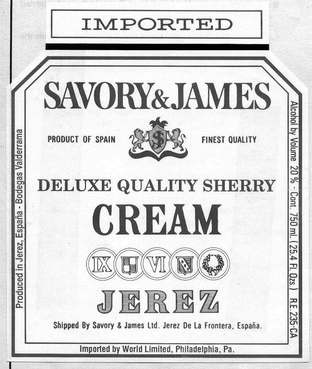 Savory & James 'Cream' Sherry 750ml :: Port, Madeira & Sherry