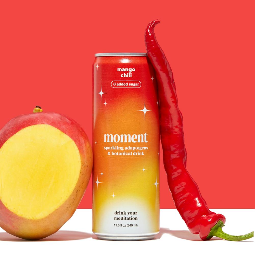 Moment Mango Chili Sparkling Adaptogen Drink 11.5oz Can