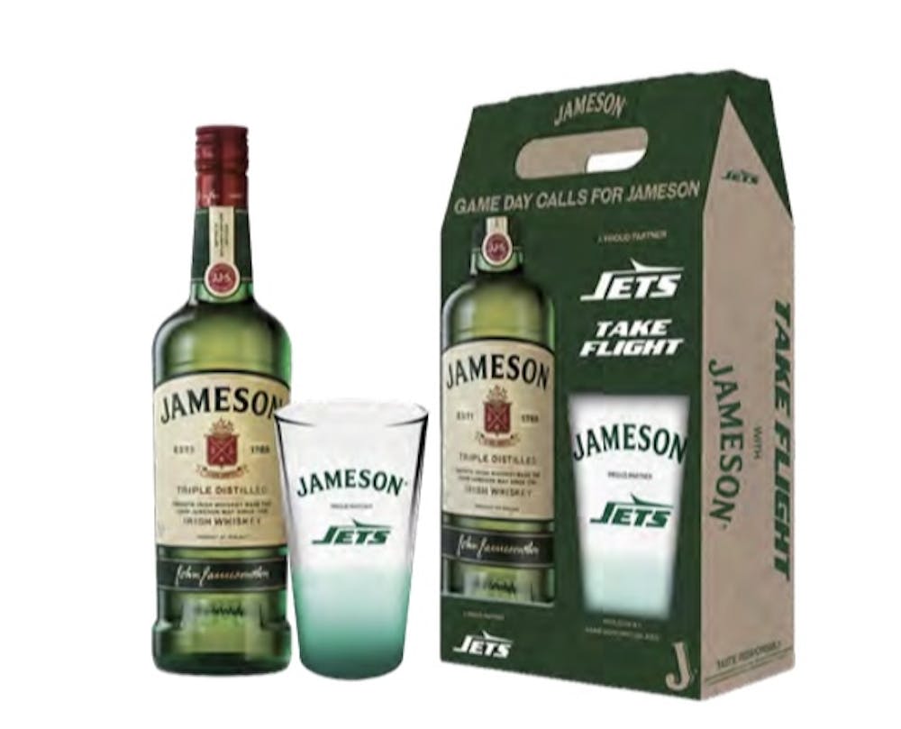 Jameson 750ml Irish Whiskey NY Jets Pint Glass Gift Set :: Irish