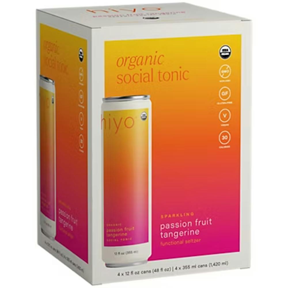 hiyo Passion Fruit Tangerine Non-Alcoholic Social Tonic 4pk