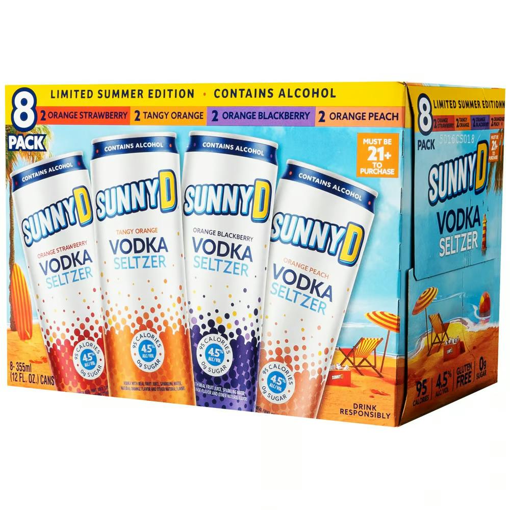 Sunny D 'Summer Variety Pack' Vodka Seltzer 8-355ml Cans :: Ready