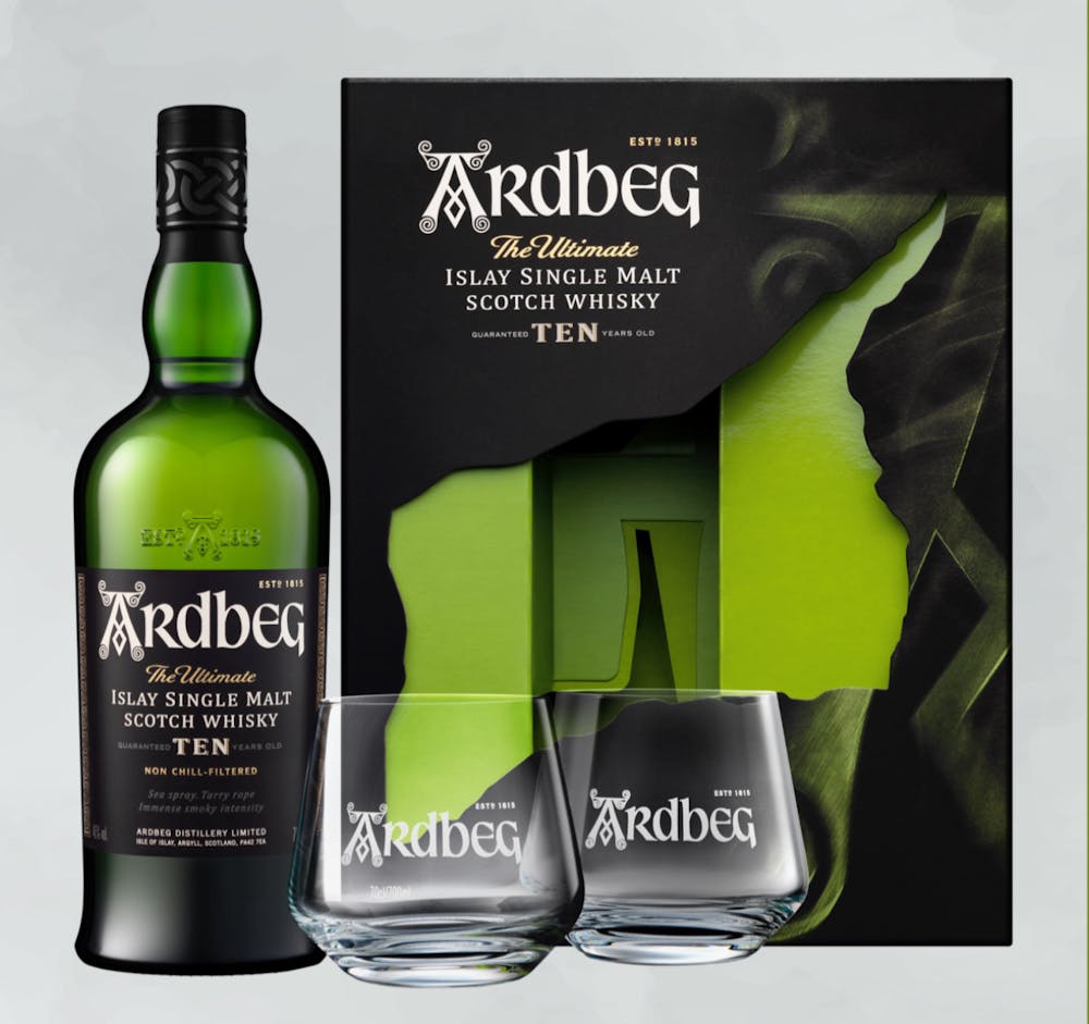 Ardbeg 10year Single Malt 750ml Gift Set w/ 2 Glasses :: Single